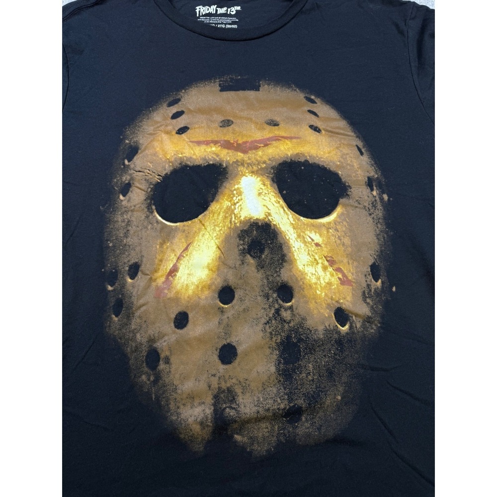 Friday the 13th Jason Voorhees Mask Graphic T-Shirt Black Mens 2XL Horror Movie